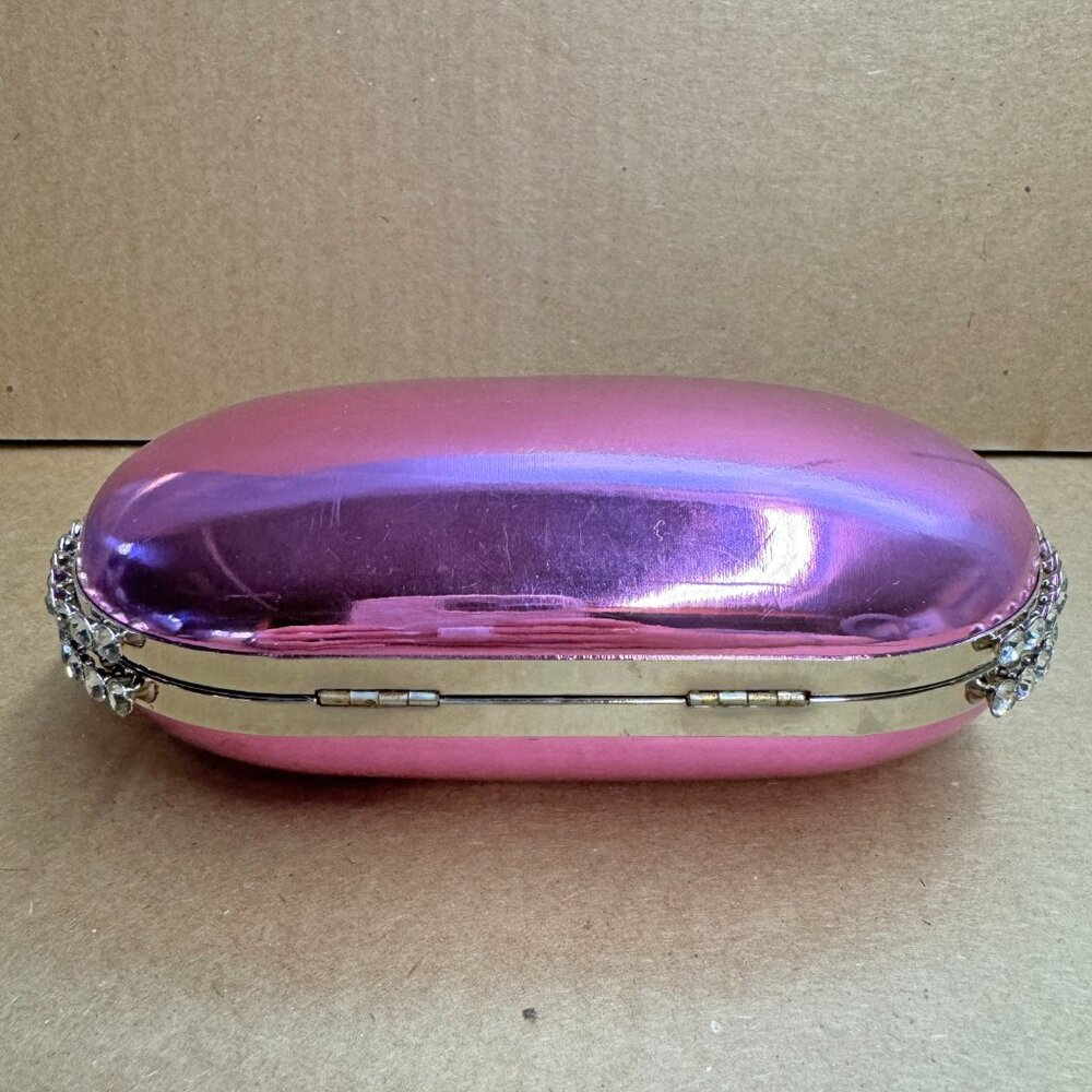 AQUA Mirror Metallic Patent Minaudière Clutch - Orchid - Picture 5 of 9